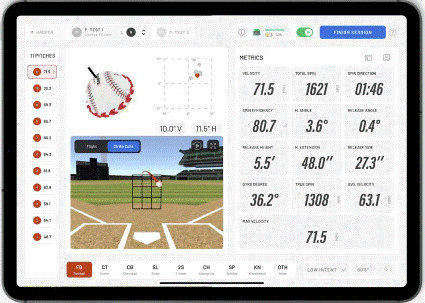 Rapsodo 3.0 pitching analytics display
