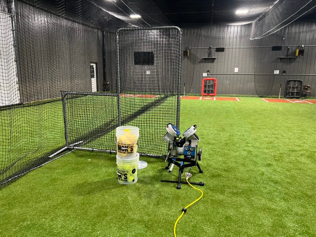 Hack Attack machine facing a full-length cage